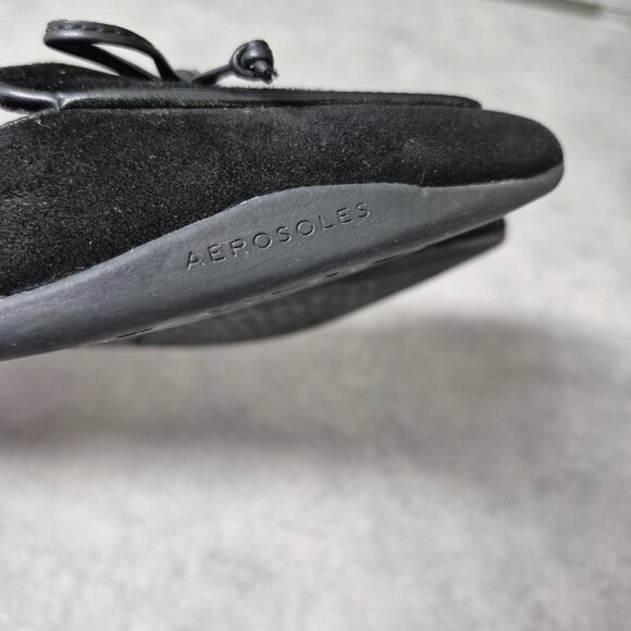 8 Aerosoles Doran Black Suede Pointy Toe Flats - Picture 5 of 8